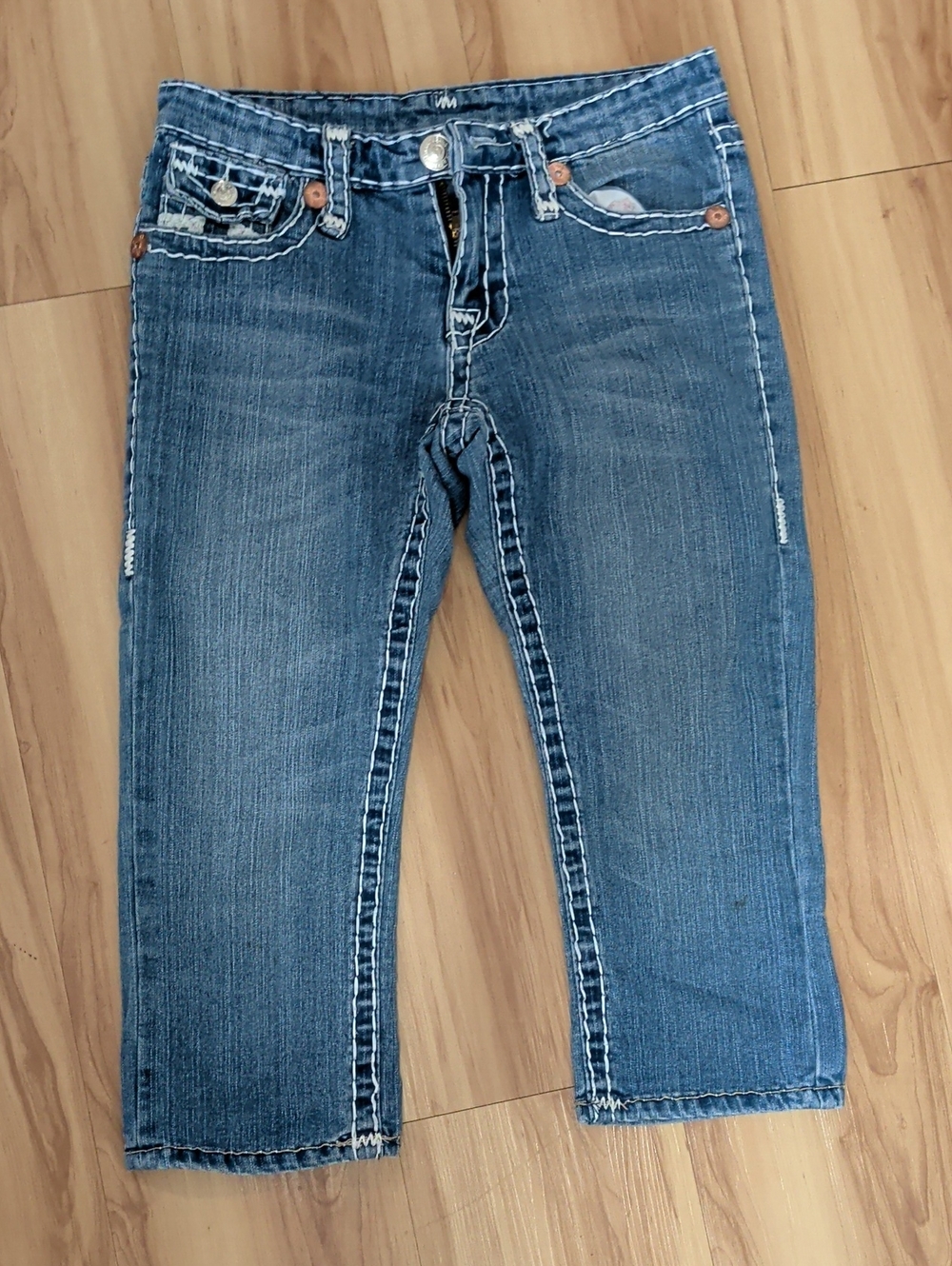 True Religion Woman's  Blue Relaxed Denim Capris Jeans